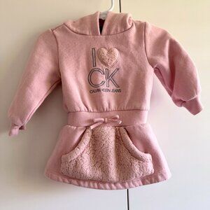 I Heart CK Calvin Klein Jeans Sweater Dress Baby Toddler Girls 12M in Pink